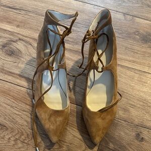 Marc Fisher Tan Suede Lace-Up Heels